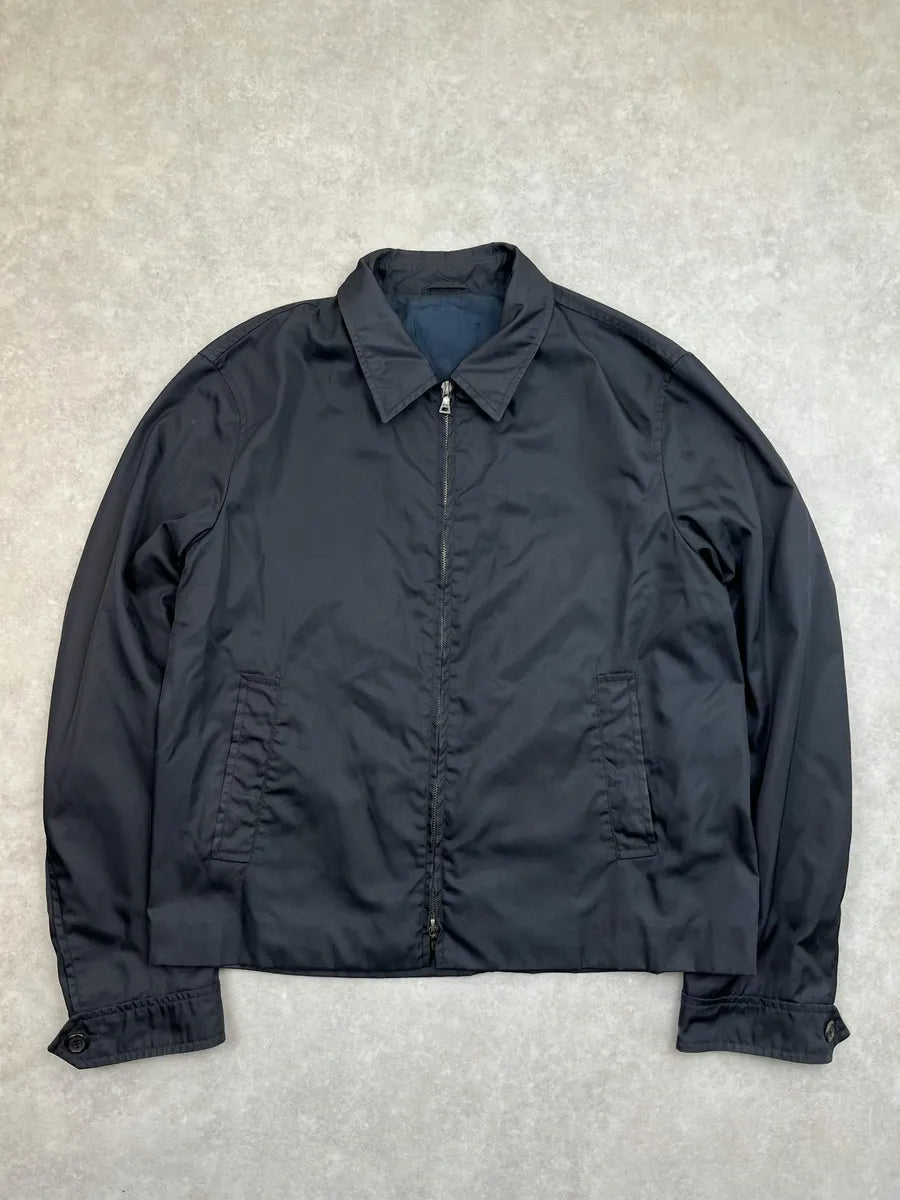 SS2000 Prada Navy Minimalist Zip-up Jacket tzlZXtA 0