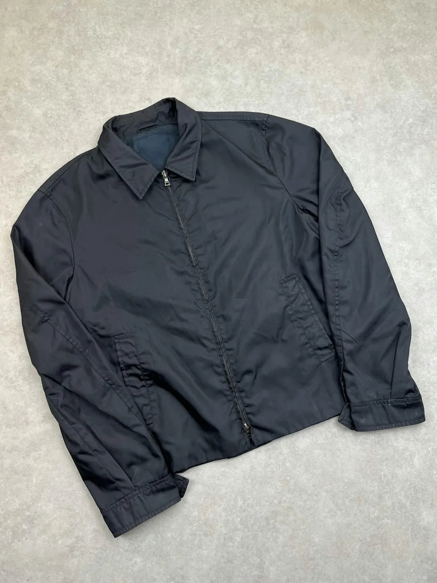 SS2000 Prada Navy Minimalist Zip-up Jacket tzlZXtA 4