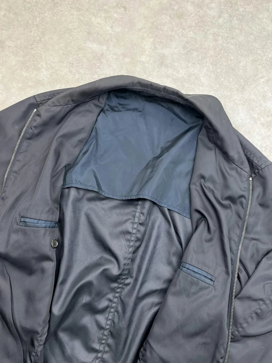 SS2000 Prada Navy Minimalist Zip-up Jacket tzlZXtA 8