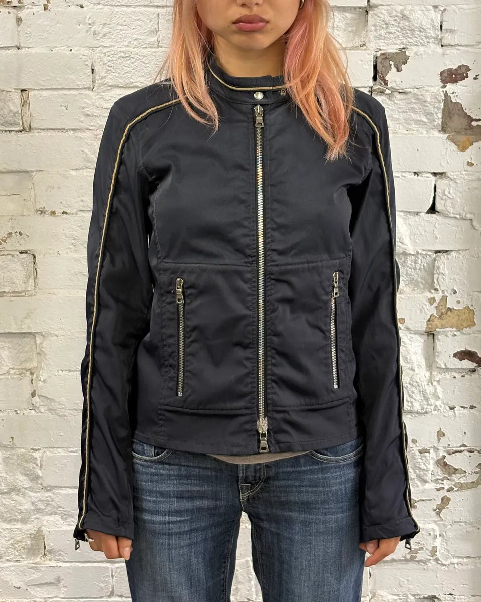 SS2000 Prada Navy Nylon Zip Sport Light Jacket lzWLUQC 1