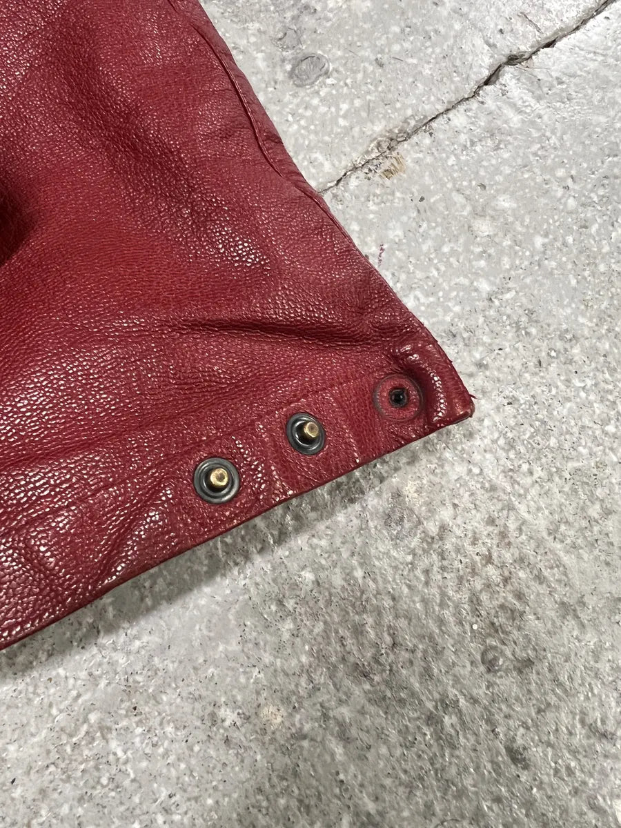 SS2000 Prada Padded Biker Red Leather Jacket (L) 11