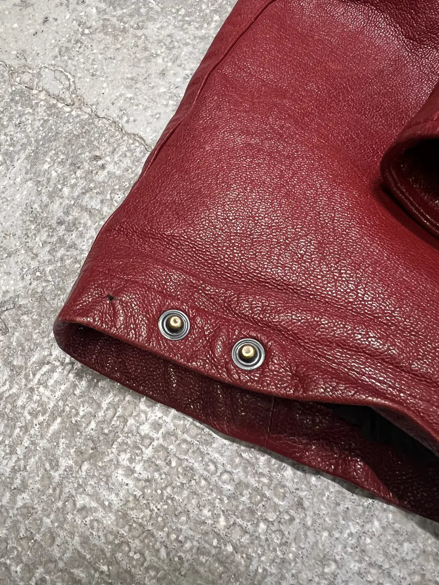 SS2000 Prada Padded Biker Red Leather Jacket (L) 12