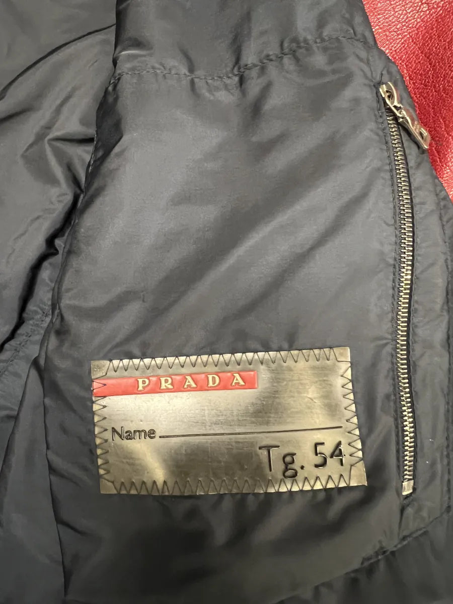 SS2000 Prada Padded Biker Red Leather Jacket (L) 6