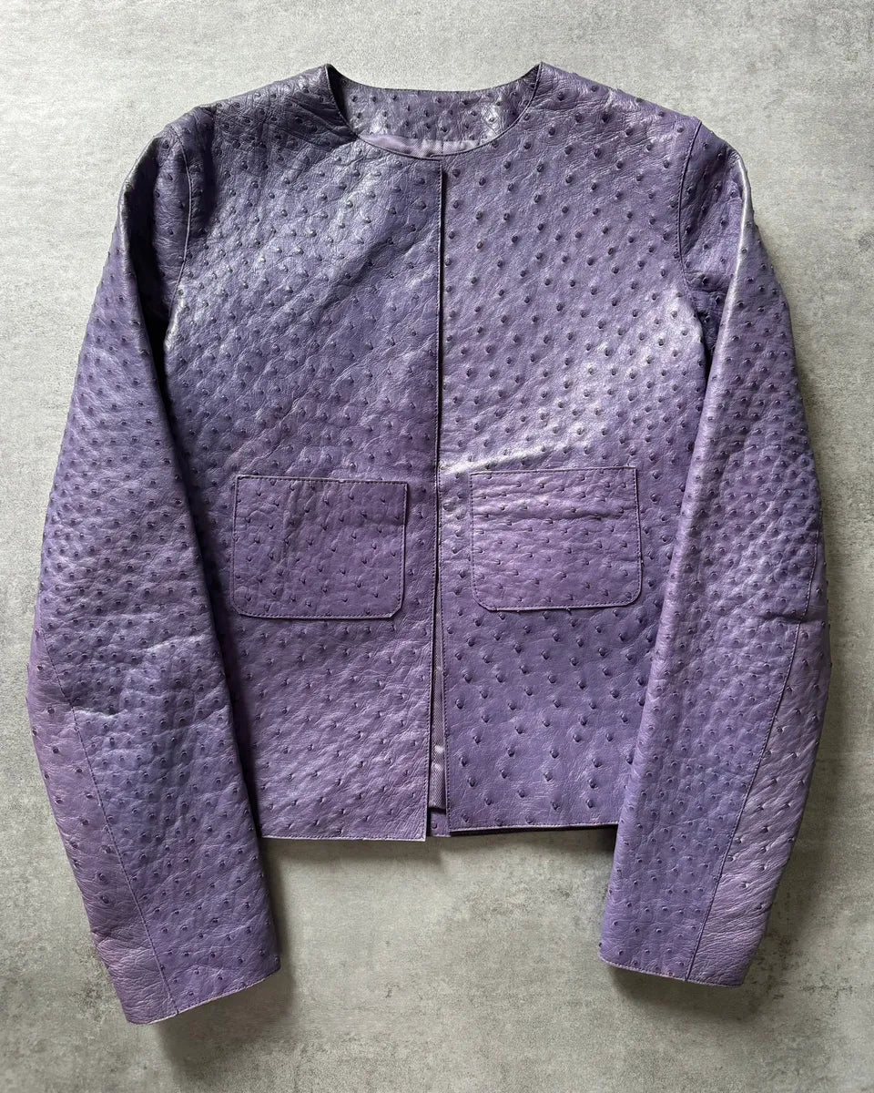 SS2000 Prada Purple Ostrich Leather Jacket xGVxCUU 0