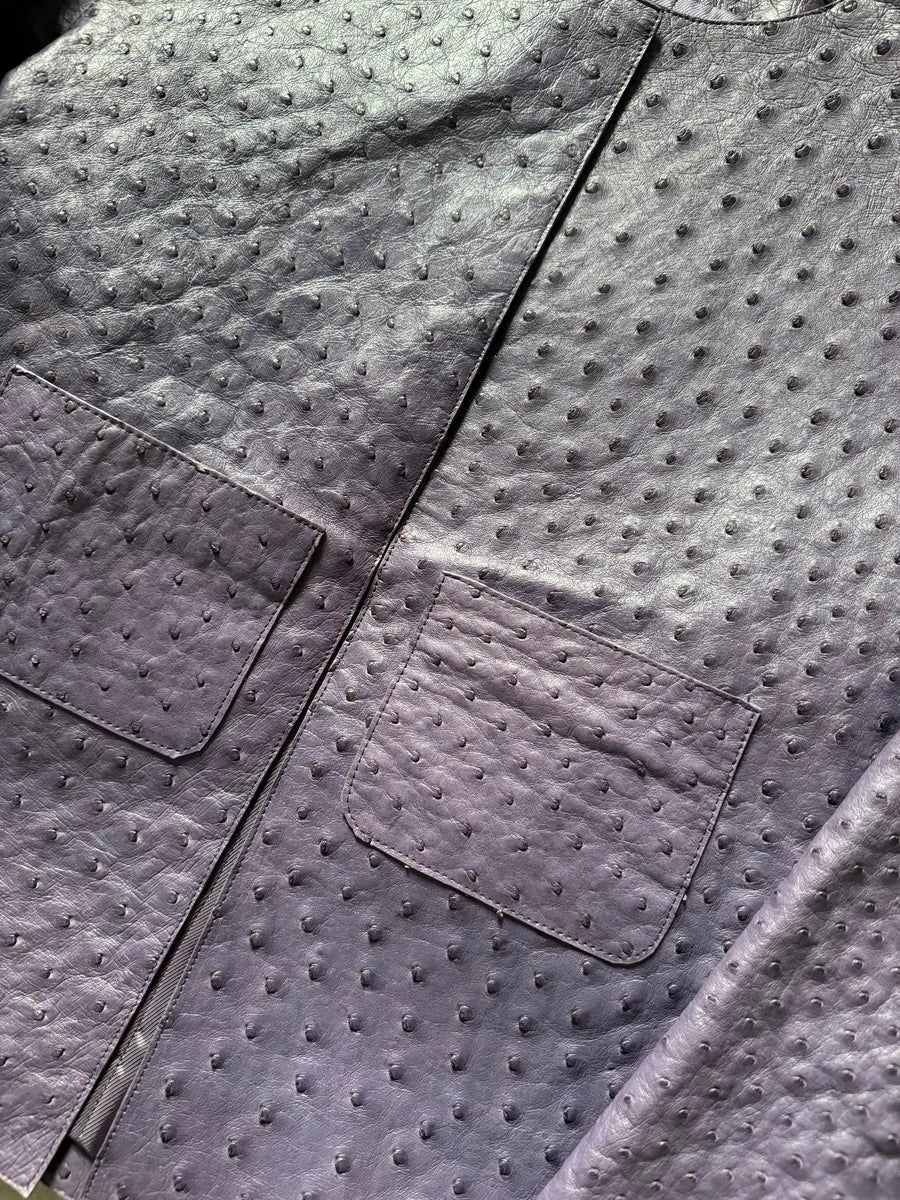 SS2000 Prada Purple Ostrich Leather Jacket xGVxCUU 4