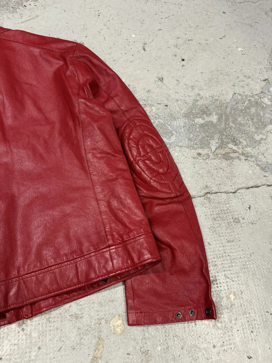 SS2000 Prada Red Biker Padded Leather Jacket aNQtcbP 10