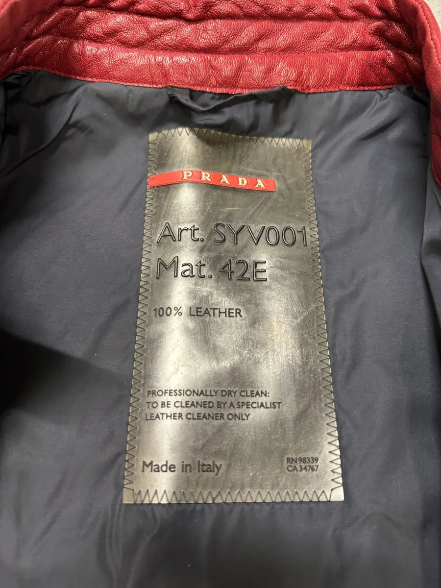 SS2000 Prada Red Biker Padded Leather Jacket aNQtcbP 12