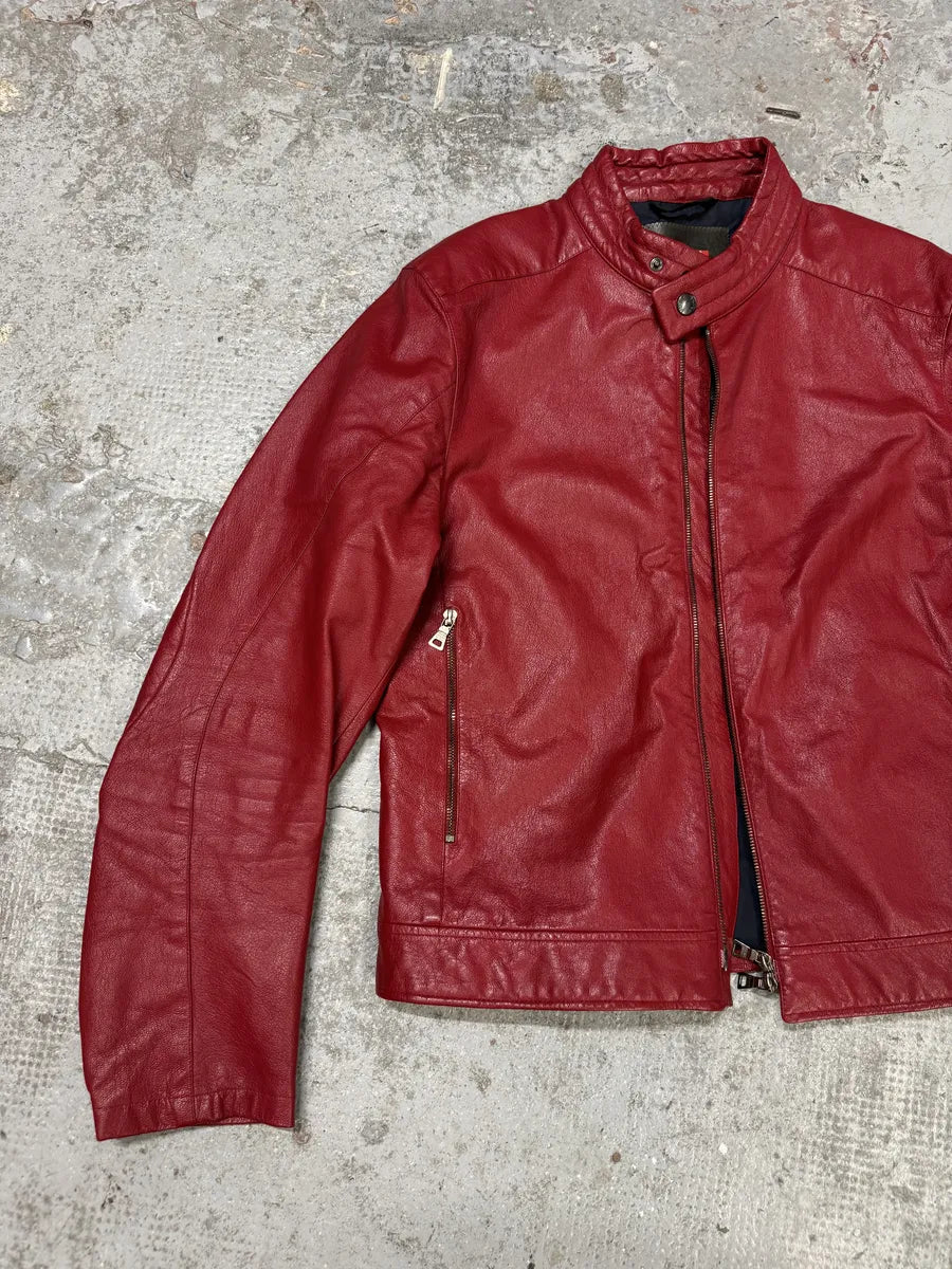 SS2000 Prada Red Biker Padded Leather Jacket aNQtcbP 4