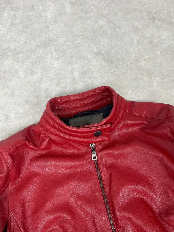 SS2000 Prada Red Biker Padded Leather Jacket sptLKNo 6