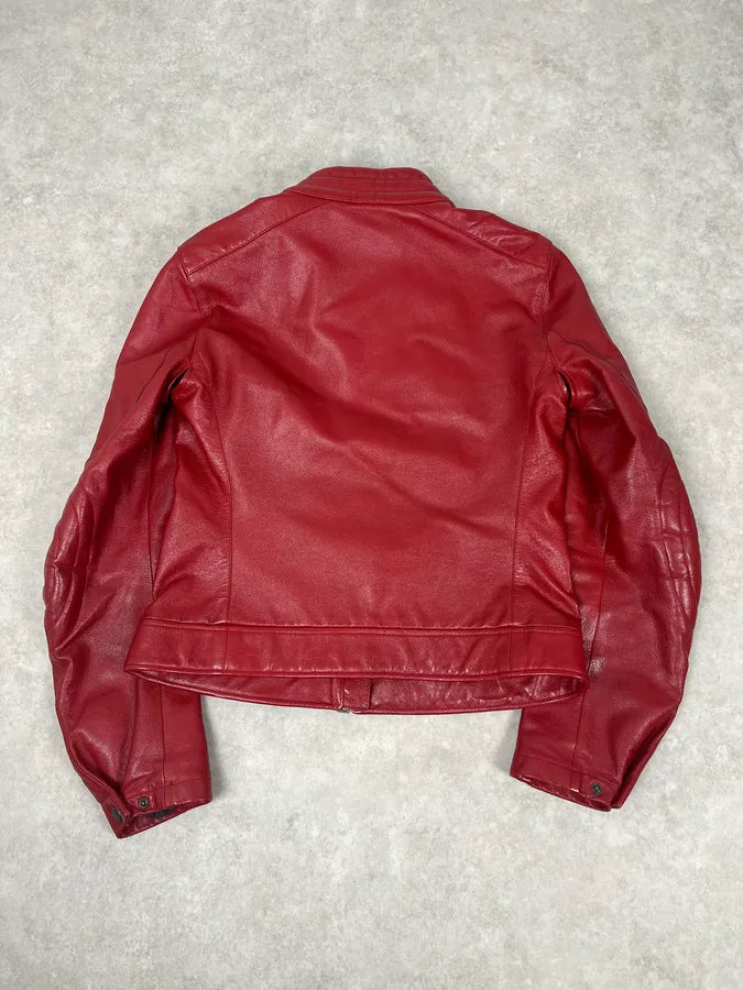 SS2000 Prada Red Biker Padded Leather Jacket sptLKNo 7