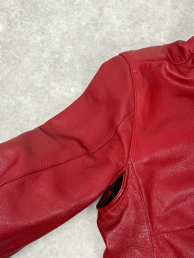 SS2000 Prada Red Biker Padded Leather Jacket sptLKNo 10