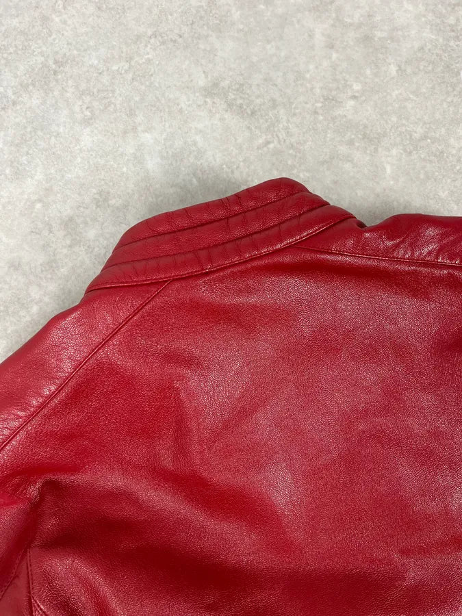 SS2000 Prada Red Biker Padded Leather Jacket sptLKNo 9