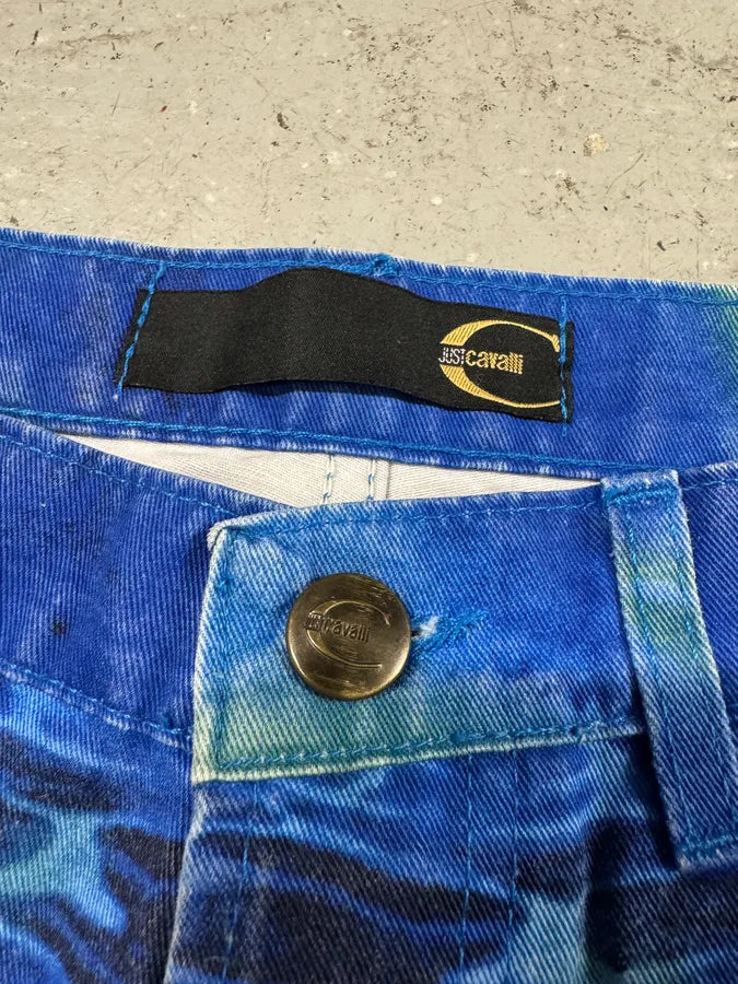 SS2001  Cavalli Blue Ocean Waves Reflection Pants (S) BhHbOCW 10