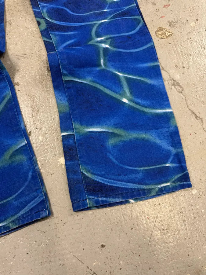 SS2001  Cavalli Blue Ocean Waves Reflection Pants (S) BhHbOCW 3