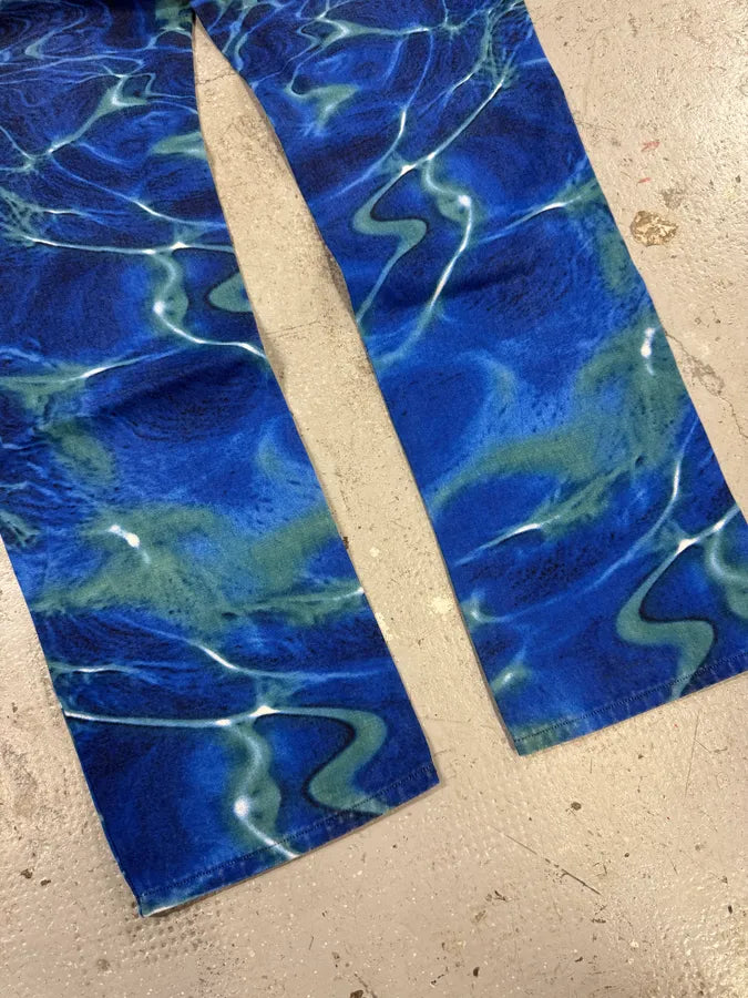 SS2001  Cavalli Blue Ocean Waves Reflection Pants (S) BhHbOCW 7