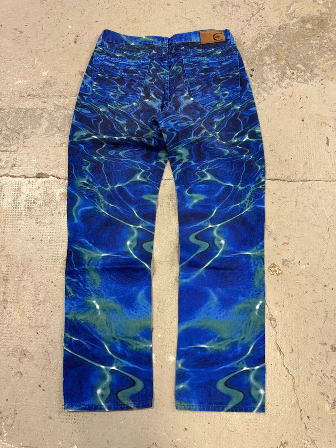 SS2001  Cavalli Blue Ocean Waves Reflection Pants (S) BhHbOCW 8