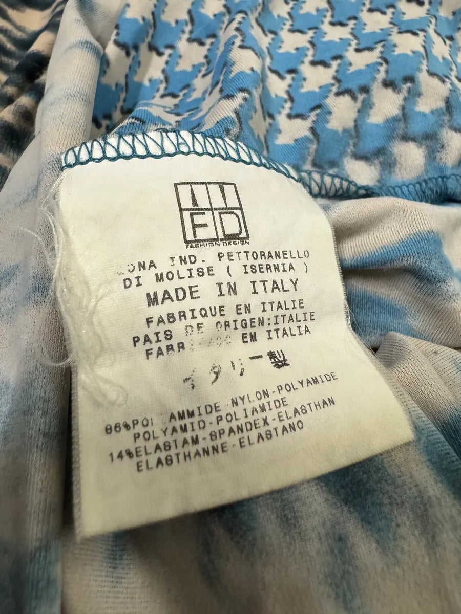 SS2001 Cavalli Blue Psychedelic Pixel Mesh Longsleeves Top eblGboi 5