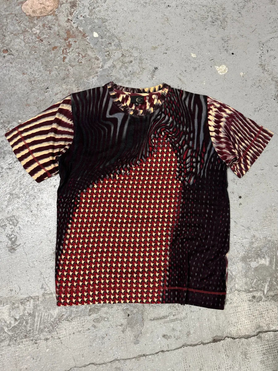 SS2001 Cavalli Hallucination Houndstooth Red T-Shirt cLYAaqt 0