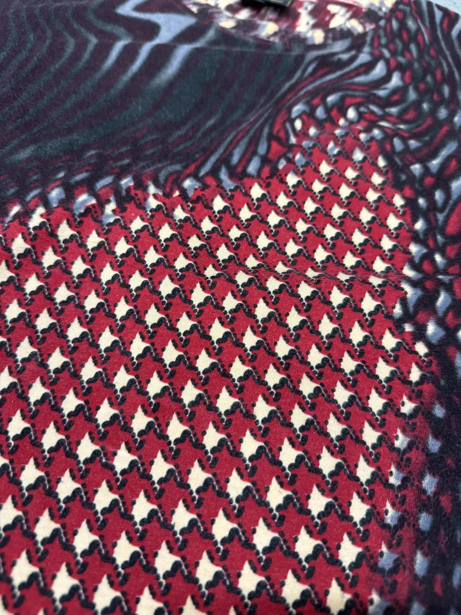 SS2001 Cavalli Hallucination Houndstooth Red T-Shirt cLYAaqt 5