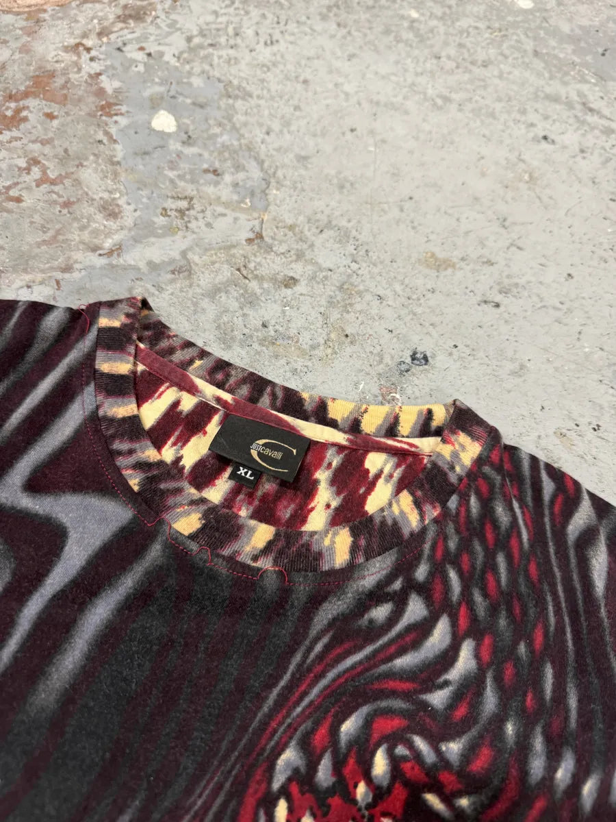 SS2001 Cavalli Hallucination Houndstooth Red T-Shirt cLYAaqt 6