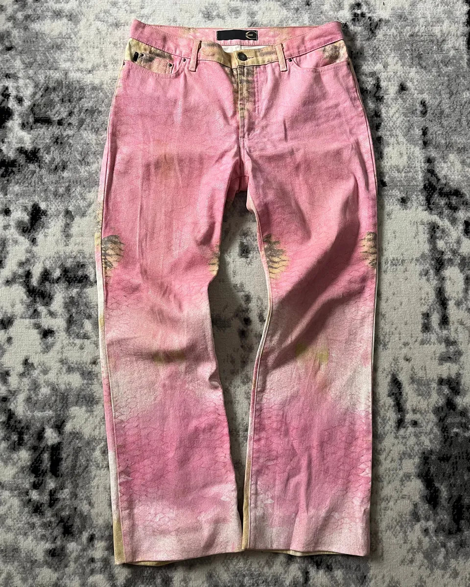 SS2001 Cavalli Pink Hybrid Snakeskin Bees Pants (M) eUcJQUJ 1