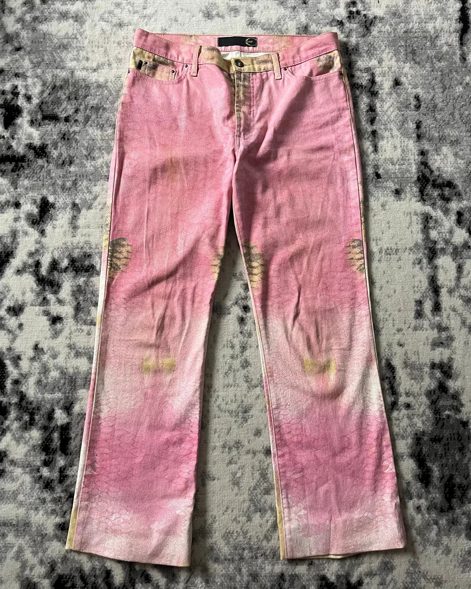 SS2001 Cavalli Pink Hybrid Snakeskin Bees Pants (M) eUcJQUJ 5