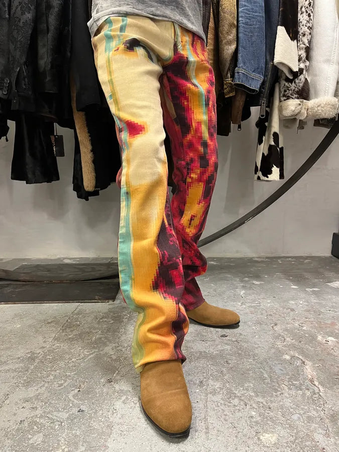 SS2001 Cavalli Pixelized Humanoid Face Pants (S/M) 3