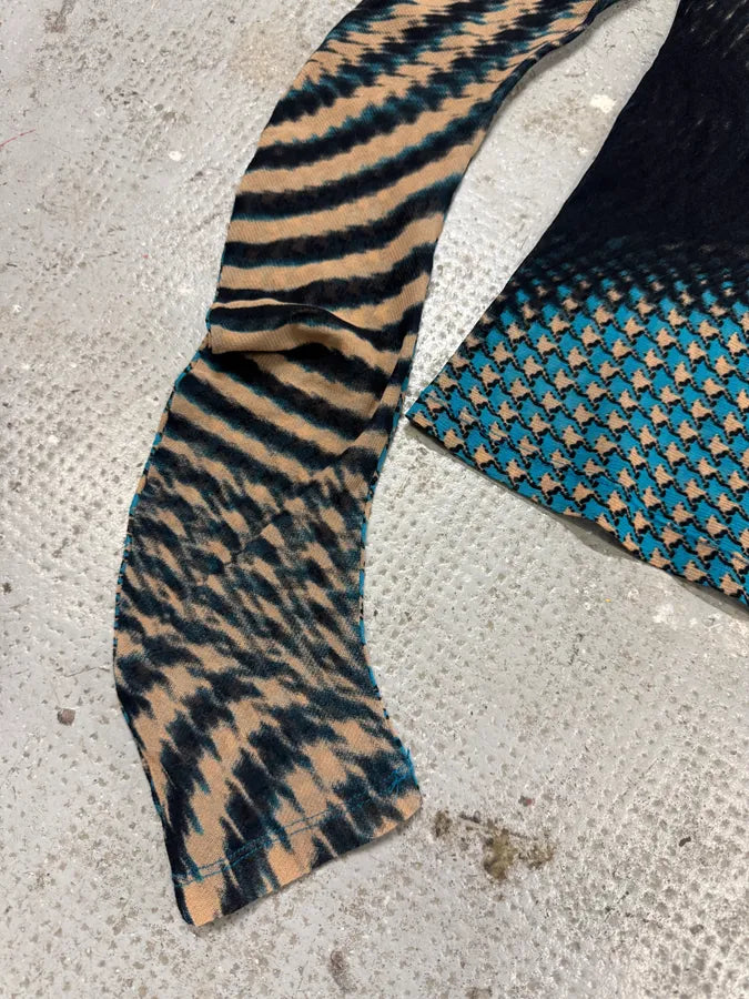 SS2001 Cavalli Psychedelic Pixel Blue Turtleneck Top (M) tczsAAG 2