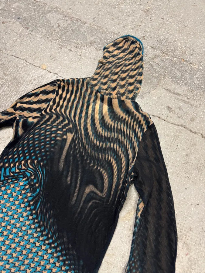 SS2001 Cavalli Psychedelic Pixel Blue Turtleneck Top (M) tczsAAG 3