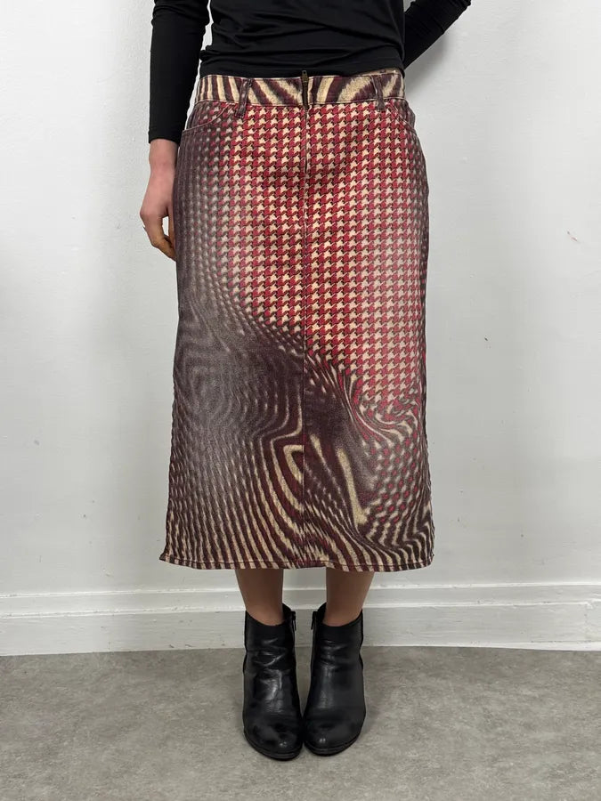 SS2001 Cavalli Psychedelic Red White Skirt ukgFUZT 0