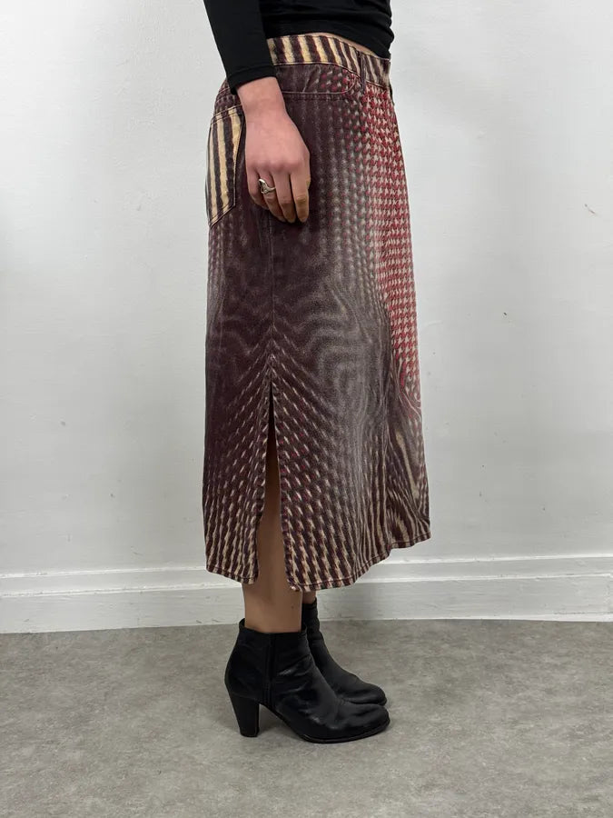 SS2001 Cavalli Psychedelic Red White Skirt ukgFUZT 1