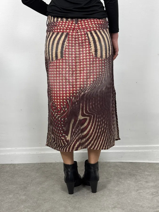 SS2001 Cavalli Psychedelic Red White Skirt ukgFUZT 2