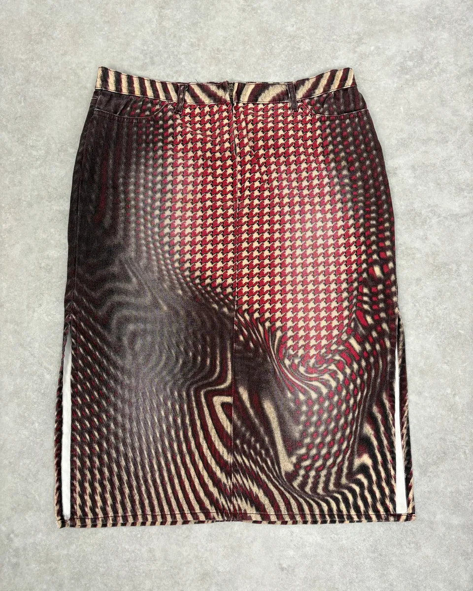 SS2001 Cavalli Psychedelic Red White Skirt ukgFUZT 3