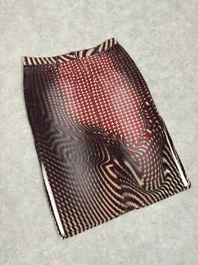 SS2001 Cavalli Psychedelic Red White Skirt ukgFUZT 4