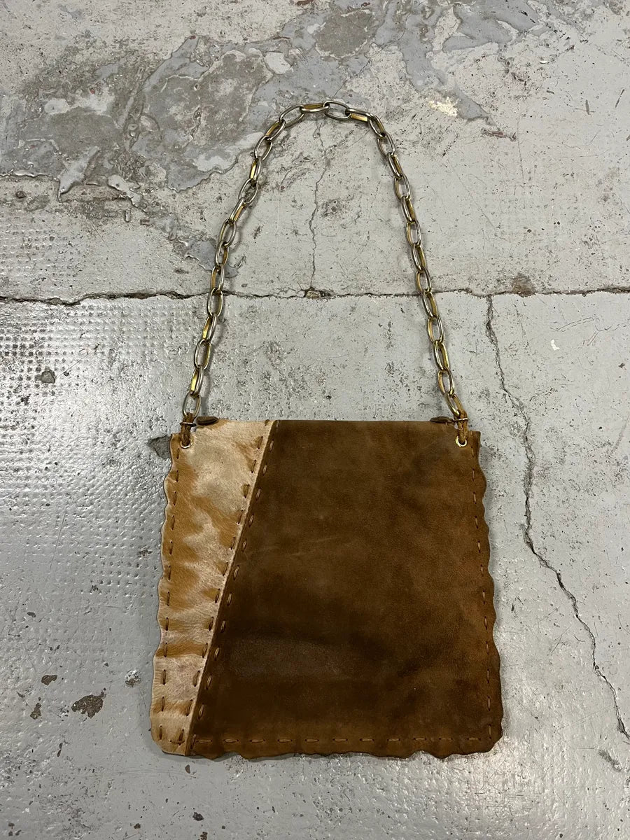 SS2001 Dolce & Gabbana Beige Pony Hair Leather Patchwork Bag OXRZQCS 6