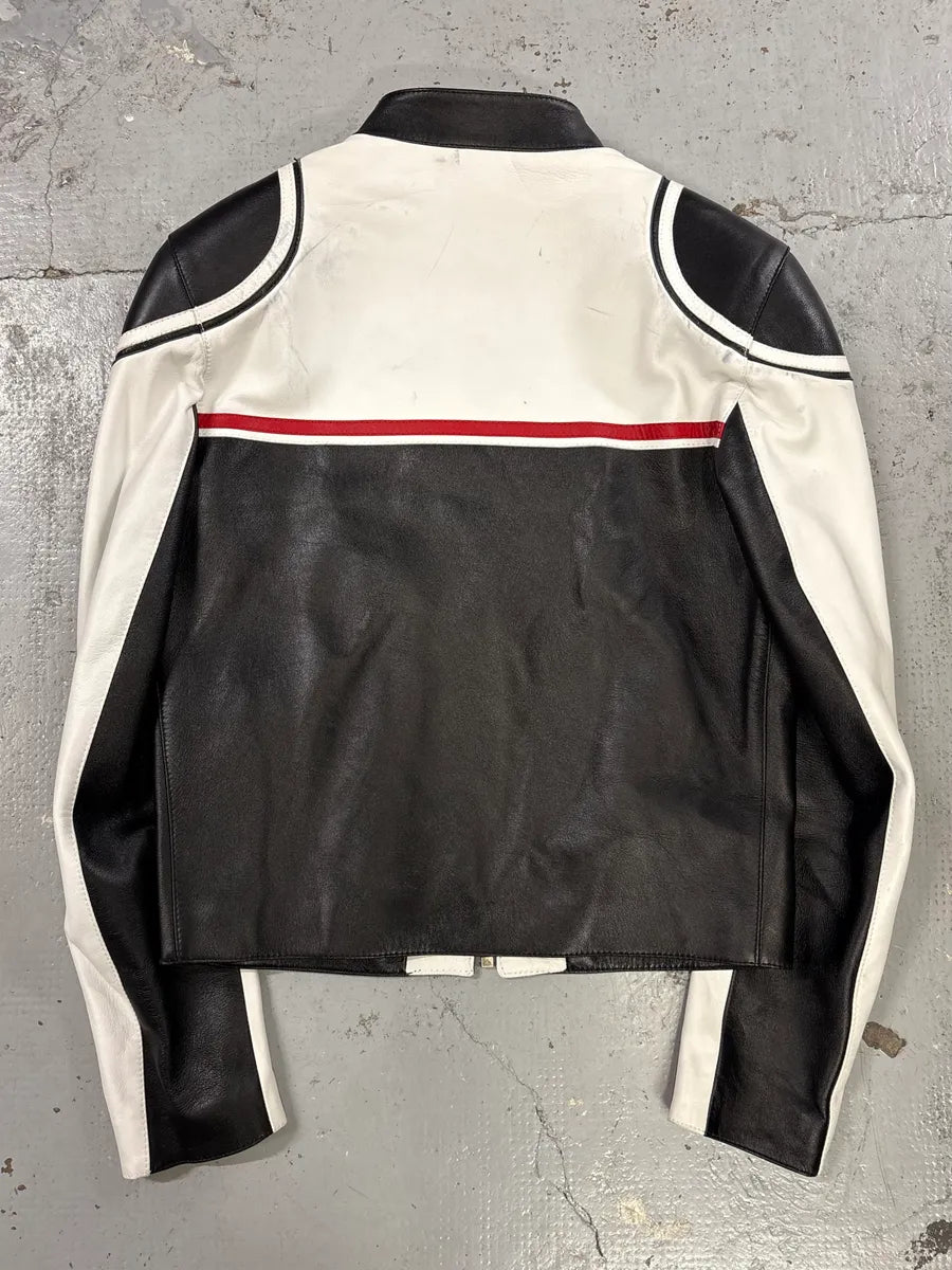 SS2001 Dolce & Gabbana Biker Superstar Black & White Leather Jacket uAhjboz 4