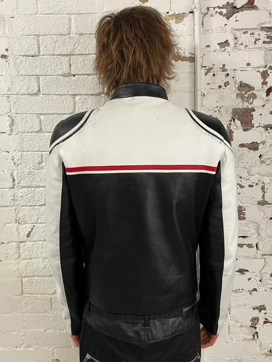 SS2001 Dolce & Gabbana Biker Superstar Black & White Leather Jacket uAhjboz 2