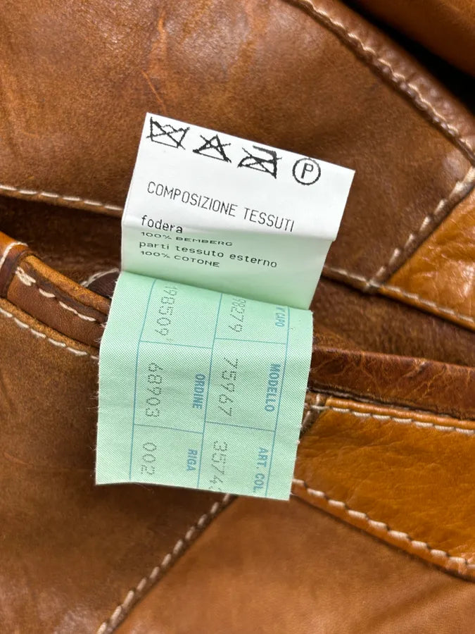 SS2001 Dolce & Gabbana Brown Patchwork Leather Denim Jacket TLXttoM 14