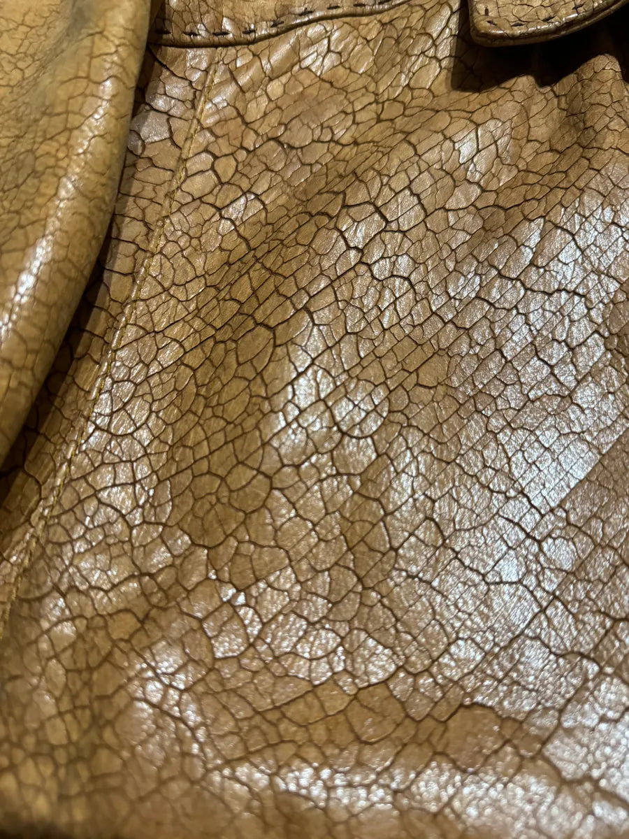 SS2001 Dolce & Gabbana Cracked Brown Italian Pure Leather Jacket (M/L) 12