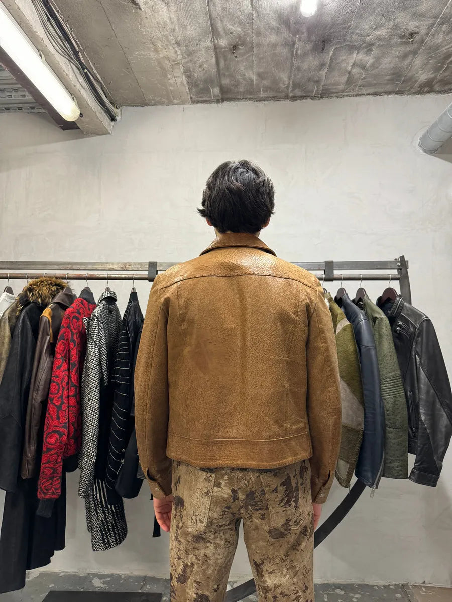 SS2001 Dolce & Gabbana Cracked Brown Italian Pure Leather Jacket (M/L) 2
