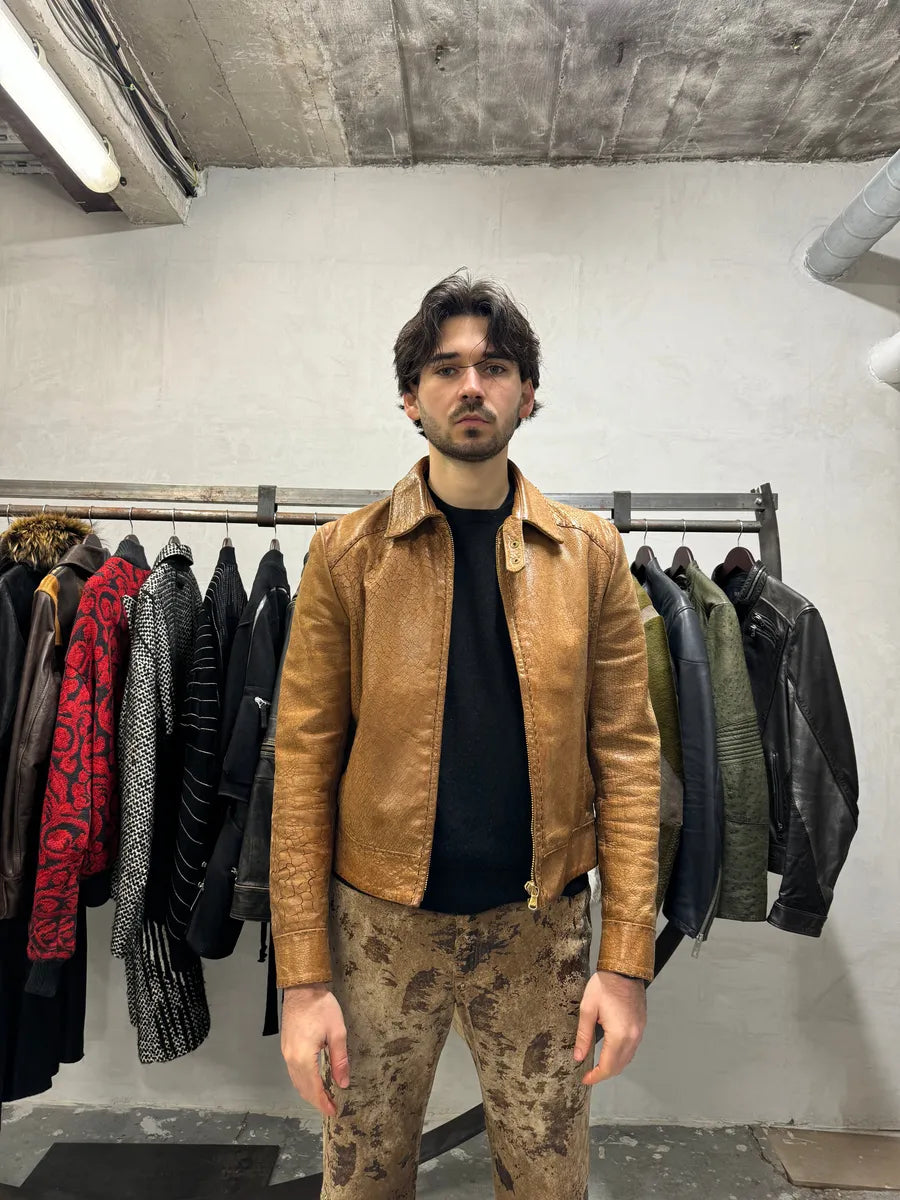 SS2001 Dolce & Gabbana Cracked Brown Italian Pure Leather Jacket (M/L) 3