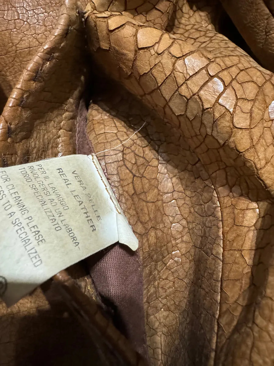 SS2001 Dolce & Gabbana Cracked Brown Italian Pure Leather Jacket (M/L) 5