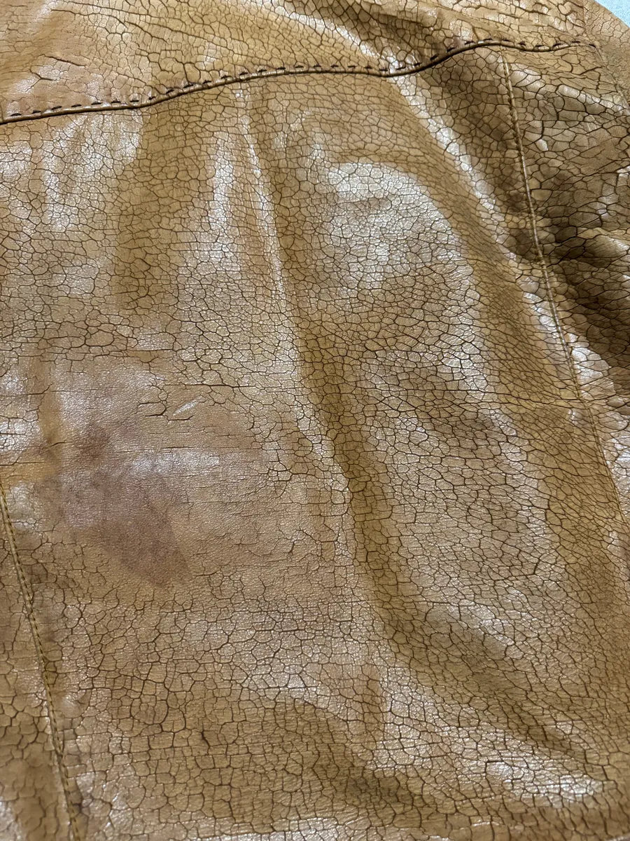 SS2001 Dolce & Gabbana Cracked Brown Italian Pure Leather Jacket (M/L) 7