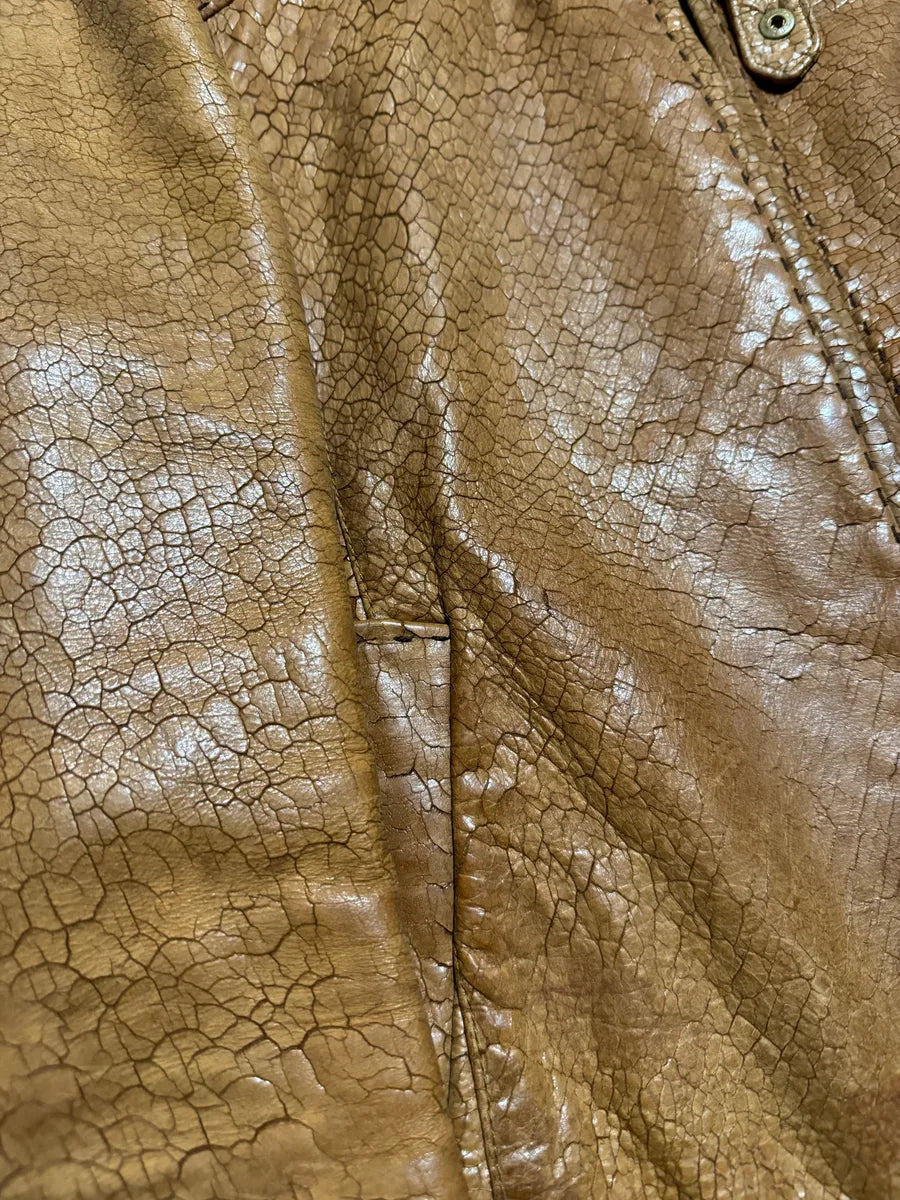 SS2001 Dolce & Gabbana Cracked Brown Italian Pure Leather Jacket (M/L) 9
