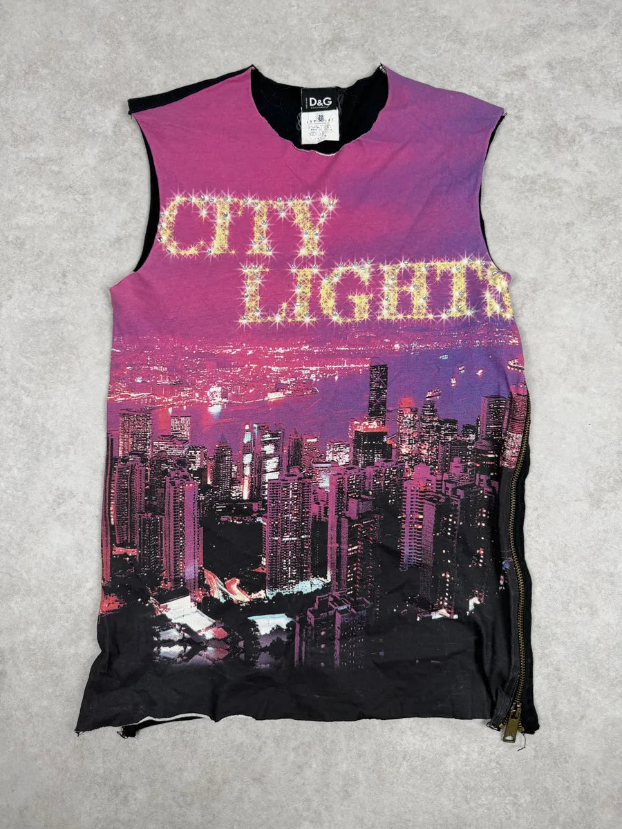 SS2001 Dolce & Gabbana Purple City Light Tank Top bMKYovz 0