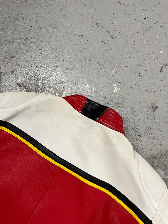 SS2001 Dolce & Gabbana Red Leather Crop Moto Jacket rlQVDPb 8
