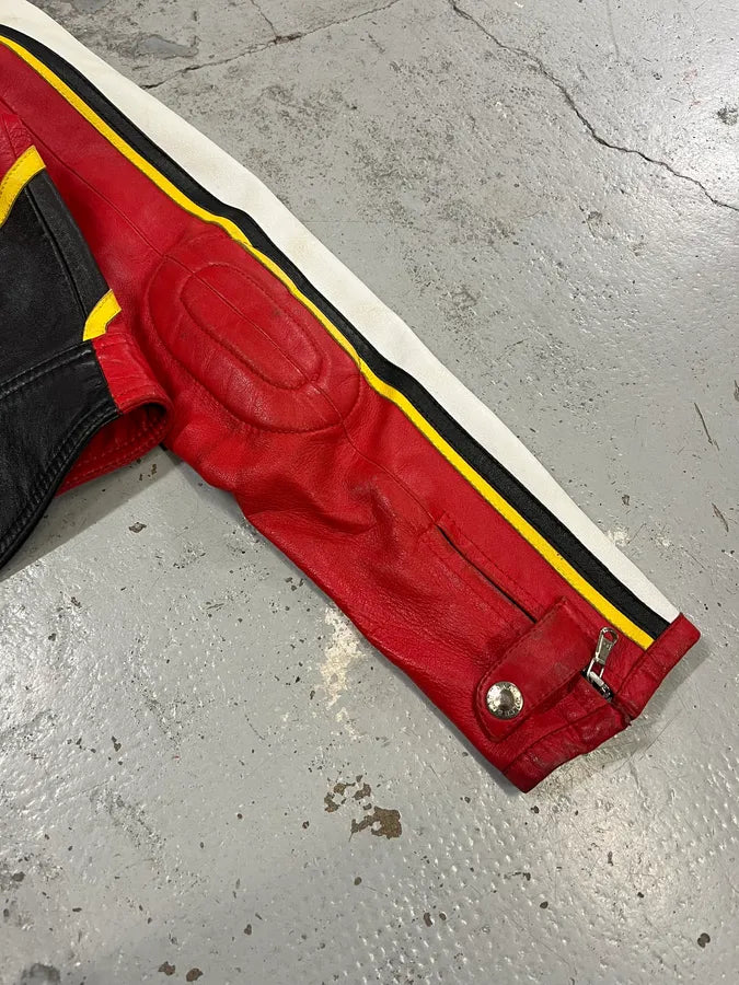 SS2001 Dolce & Gabbana Red Leather Crop Moto Jacket rlQVDPb 9