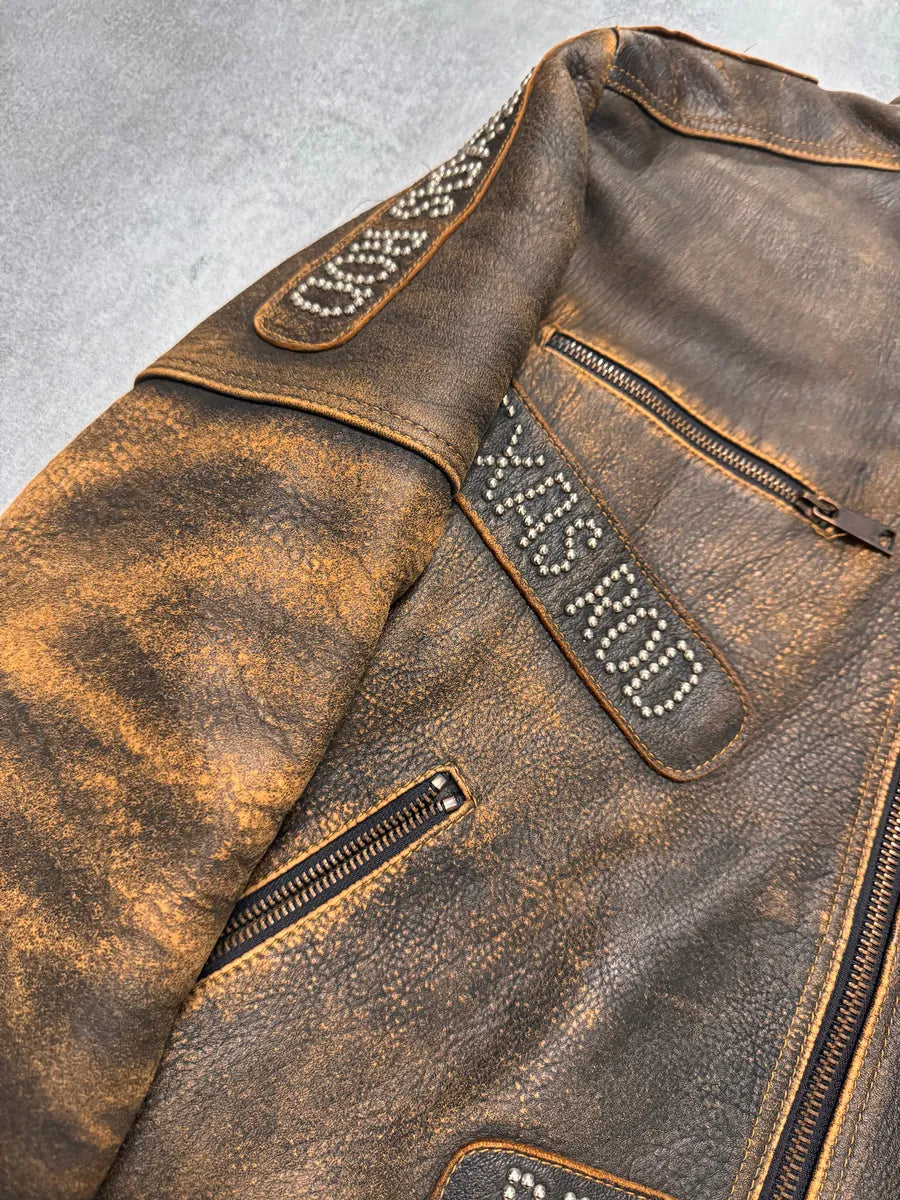 SS2001 Dolce & Gabbana Rodeo Studded Aged Leather Jacket (M) 4