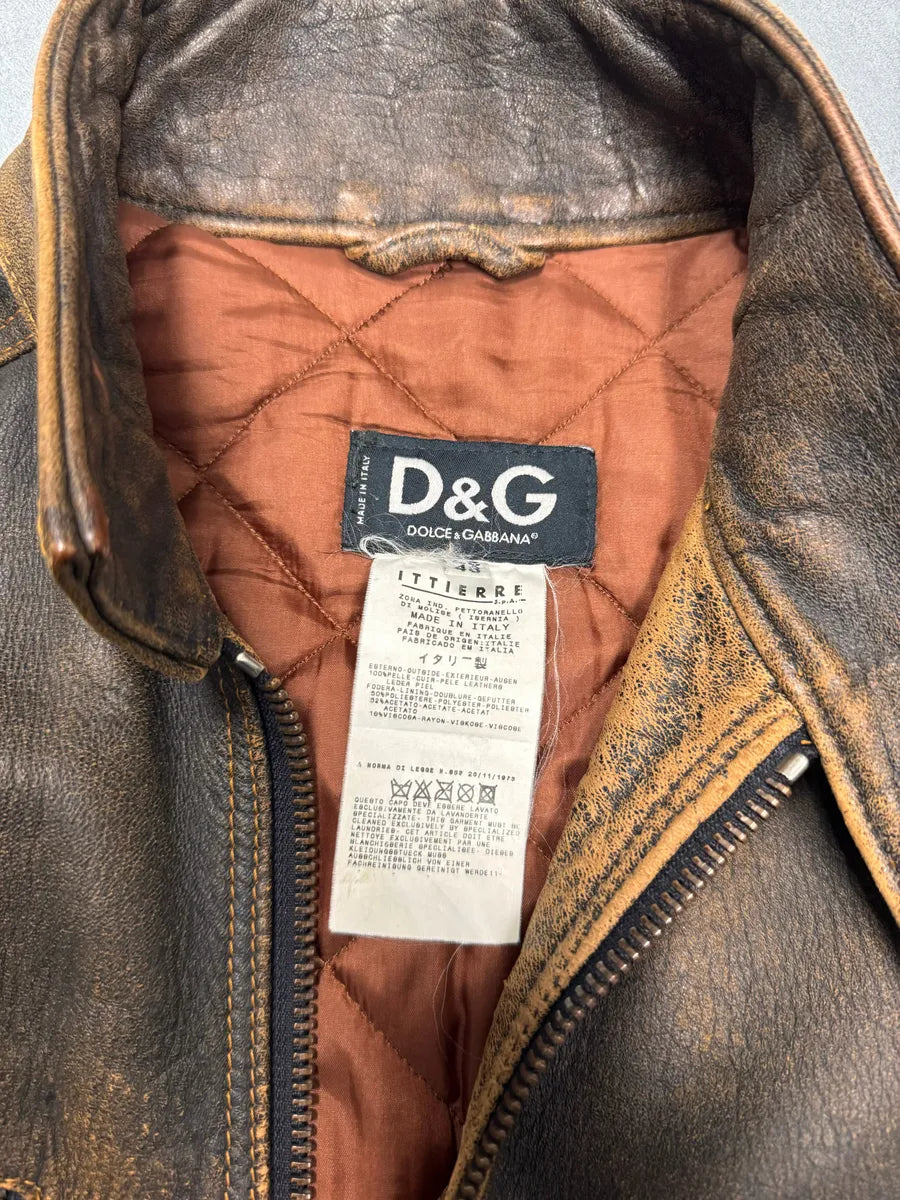 SS2001 Dolce & Gabbana Rodeo Studded Aged Leather Jacket (M) 7