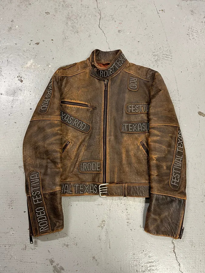 SS2001 Dolce & Gabbana Rodeo Studded Aged Leather Jacket pnACJIe 0